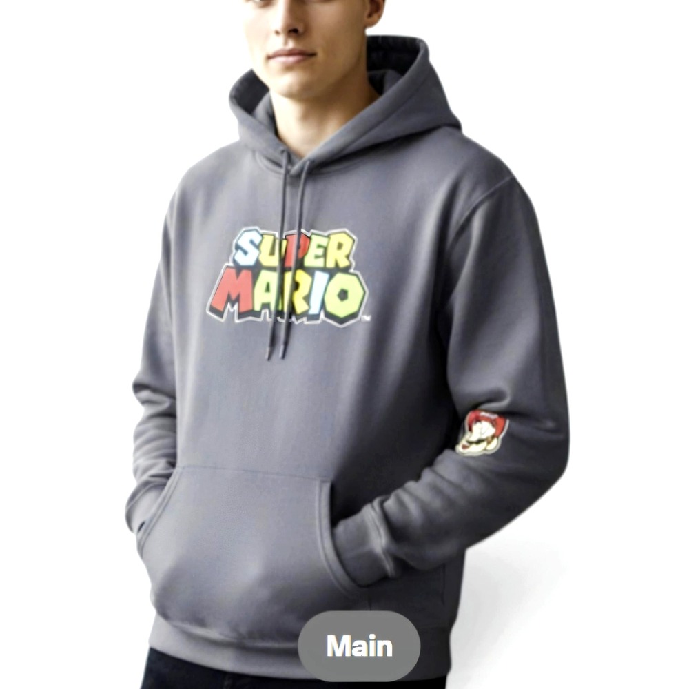 Vintage 2002 Super Mario Mad Engine Gray Pullover Hoodie Unisex 2XL
